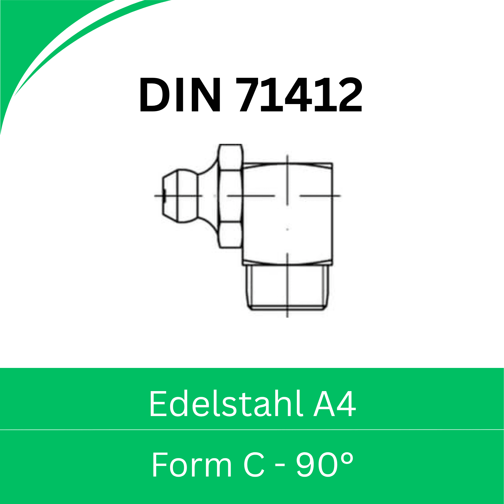 Bild von DIN 71412 ➤ Sechskant - Schmiernippel (Form C - 90°) - Edelstahl A4